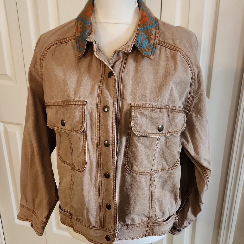 Counterparts Tan and Blue Jean Jacket Relaxed Fit